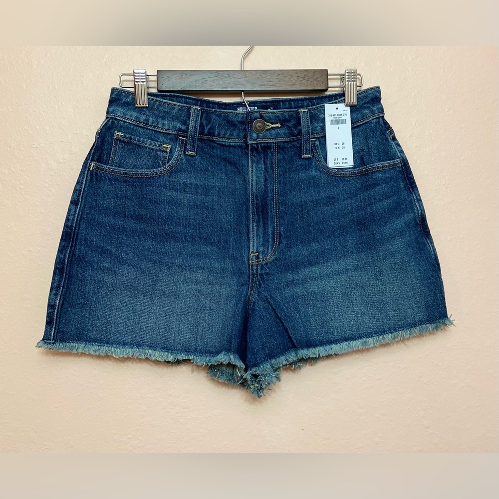Hollister Ultra High-Rise Dark Wash Denim Mom Shorts